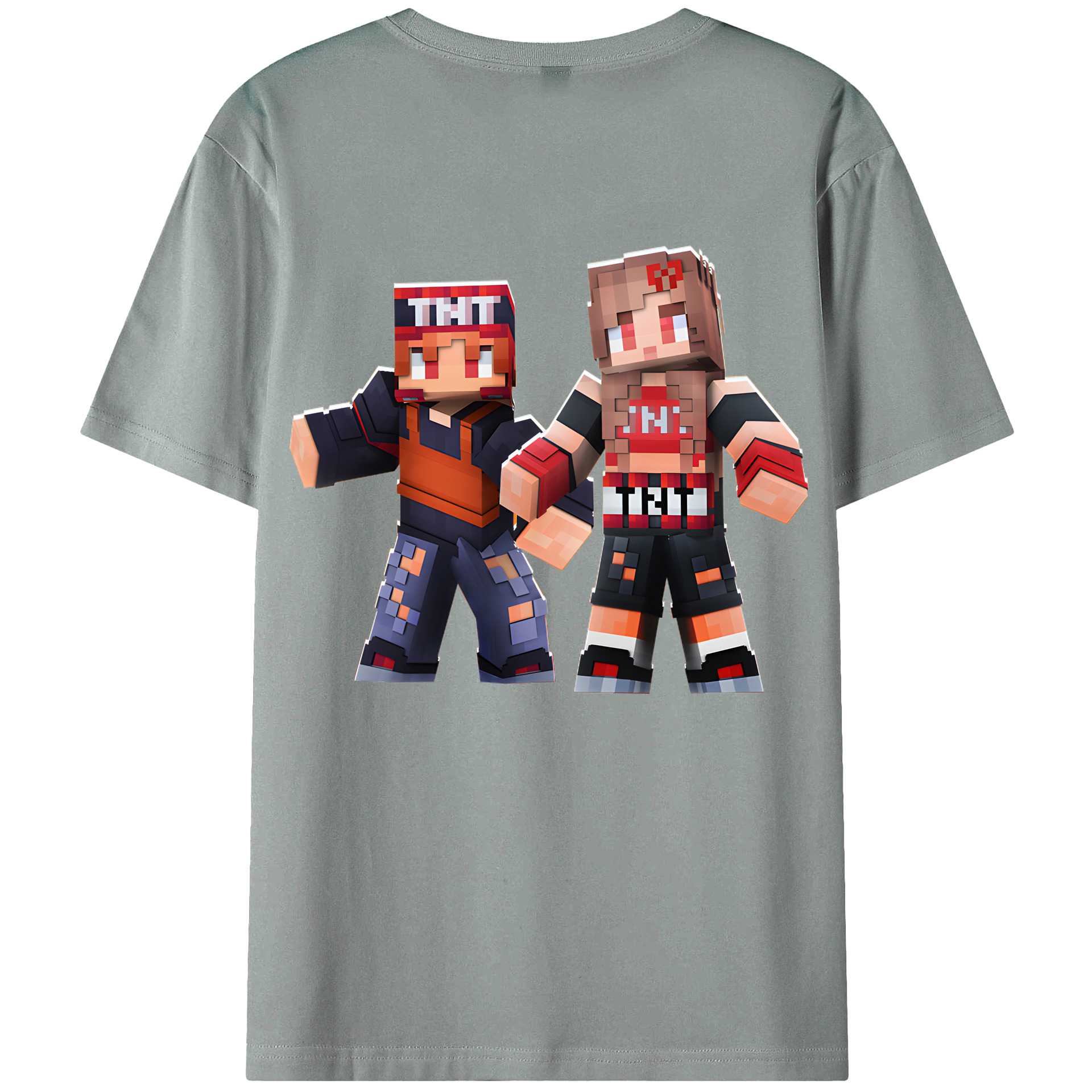 （画像用） マインクラフト ブロックの世界 Minecraft MC Block world 綿100％ メンズ半袖Tシャツ（バックプリント） 通気性